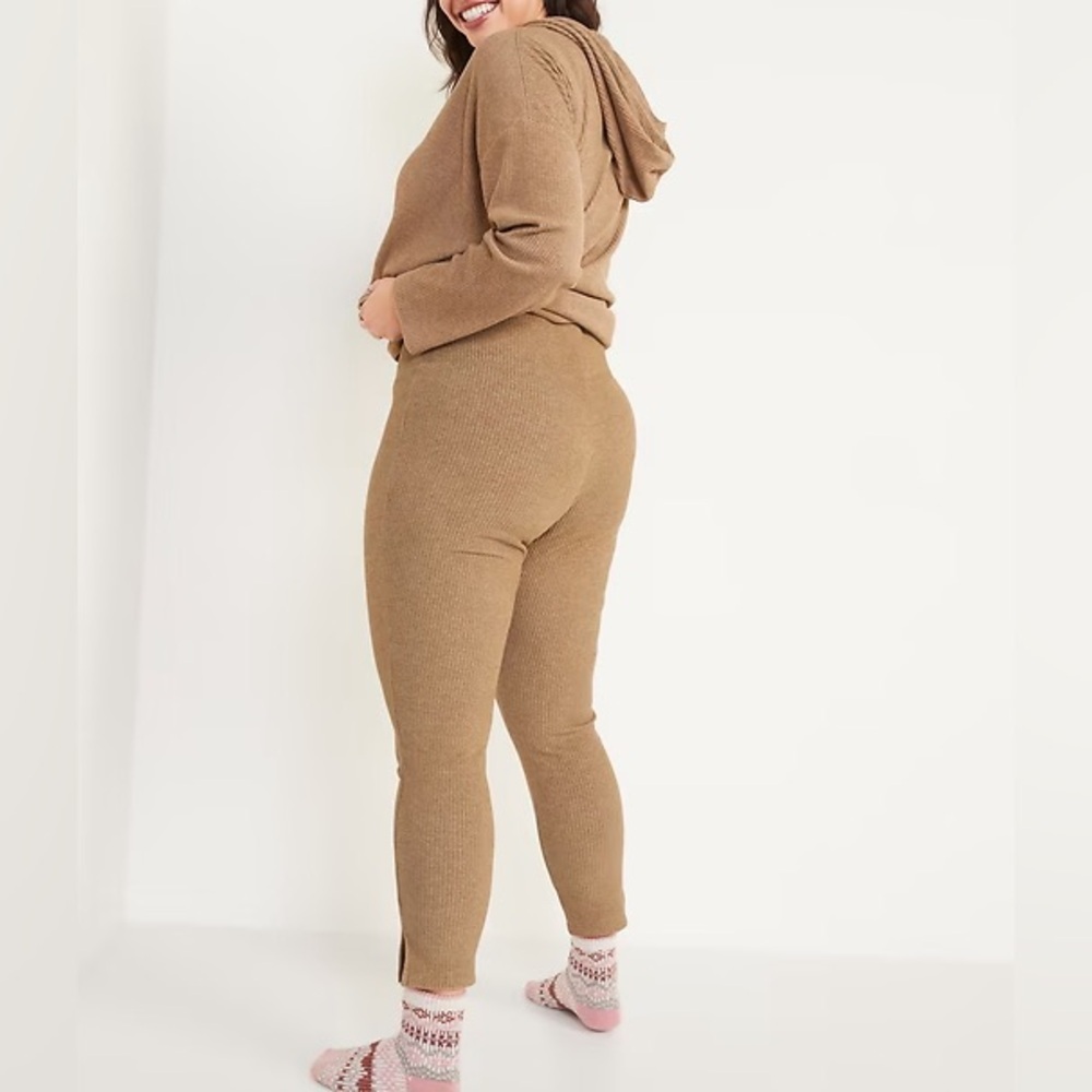 OLD NAVY Plush Cozy Rib Knit Legging Lounge Pants Size 3X High Rise Brown NEW